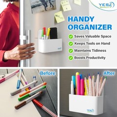 YES4QUALITY Magnetic Pen Holder with Strong Back & 2 White