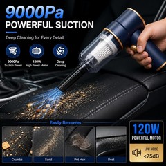 9000Pa 120W Cordless 2-in-1 Handheld Vacuum & Air Duster, Washable HEPA