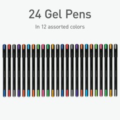 Pentonic Gel Pens, 24 Count, Assorted 24 Multicolor & Glitter