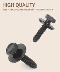 Bylikeho M6 1.0 X 25mm Hex Head Sems Bolts – Automotive Body Screw, Car Acces…