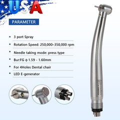 1/5/10Pcs Dental Fiber Optic LED E-generator Handpiece Triple Water Spray