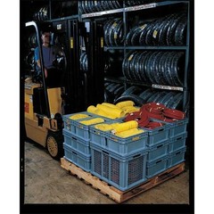 Akro-Mils 37688Grey Straight Wall Container, Gray, Industrial Grade Polymer, 23