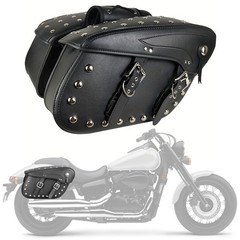 Motorcycle Saddlebags Studded Rivet 30L Water-Resistant PU Leather Quick-Release