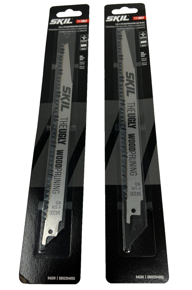 Lot of (2) NIP SKIL 9 in. Carbon Steel Reciprocating Saw Blade 5 TPI THE UGLY
