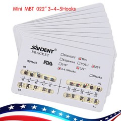 10X Dental Orthodontic Metal Brackets Braces Mini MBT Slot.022 345 Hooks ARCH