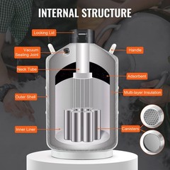 20L Aluminum LN2 Tank with 6 Canisters, Vacuum Insulated