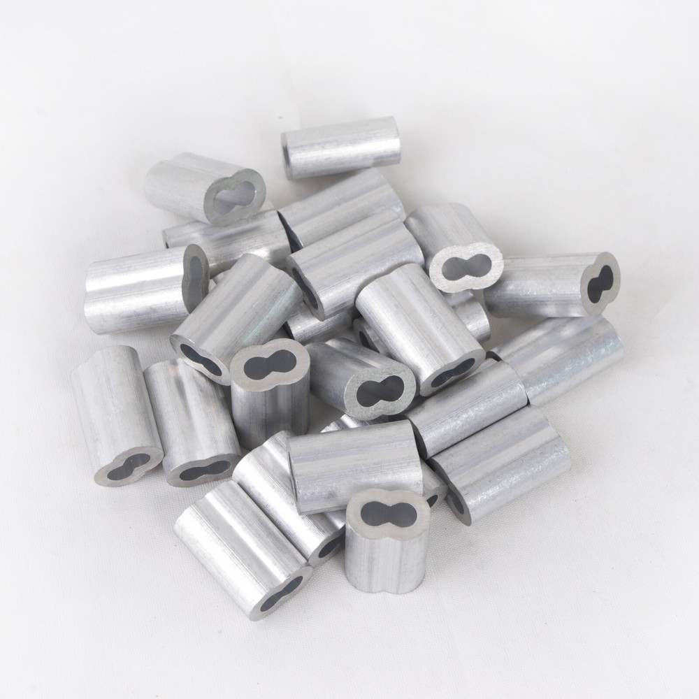 HIGOOD 25Pcs Aluminum Crimping Loop Sleeves Cable Crimp for 3/16″ Wire Rope