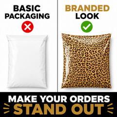 Leopard Poly Mailers 10×13 Designer Shipping Bags Self Seal Cute