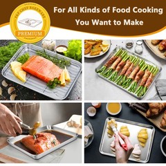 P&P CHEF 9 Inch Baking Sheet Pan with Rack Set, Stainless 9 Inch, Silver