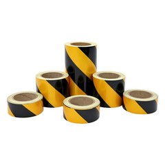 6Pcs Multi Width Black Yellow Safety Warning Tape Waterproof Adhesive Mark Tape