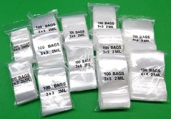 Reclosable Bags Assortment 1200 Clear 2mil Bags 5 Sizes 2×3 3×3 3×4 3×5 4×4