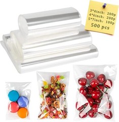 Cellophane Bags Self Adhesive 500Pcs Clear Resealable Bags 3 Sizes 3X4 4X6 5X7 C