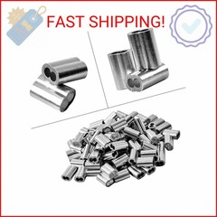 QDiShi 3/32″ (2.5mm) Aluminum Crimping Loop Sleeve for Wire Rope, Cable Ferrule