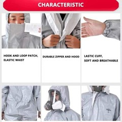 DuPont Tychem F 6000 Hazmat Coveralls Respirator Fit Hood Attached Boots +BONUS