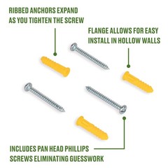 Hillman Plastic Anchors with Screws, #4-6, Holds up 10lbs, 40 Sets, New
