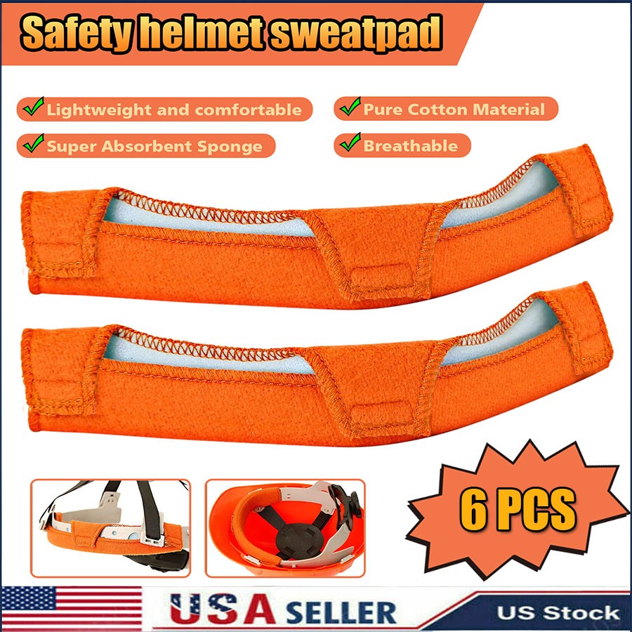 6PC Universal Safety Helmet Sweatband Washable Cotton Hard Hat Liner Accessories