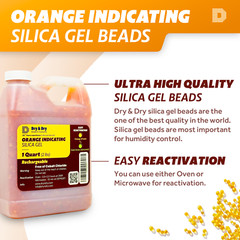 1 Quart(2 LBS) “Dry&Dry” Premium Orange Indicating Silica Gel Desiccant Bead