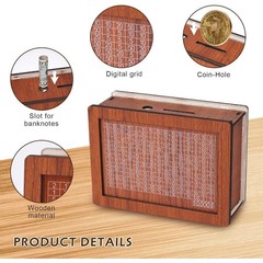$10000 Money Saving Challenge Box Cash Vault Wooden Savings Box Cash Saver