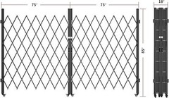 Double Folding Security Gate 85″ H x 150″ W with Keys Aluminium Mesh