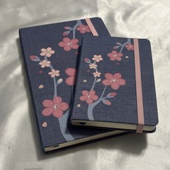 Moleskine Cherry Blossom Cover Notebooks/Journals Lot of 2 Large Small Blue Pink