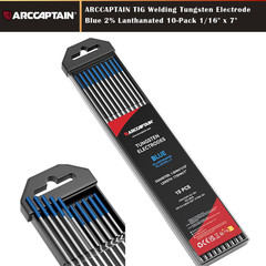ARCCAPTAIN TIG Welding Tungsten Electrode Blue 2% Lanthanated 10-Pack 1/16″ x 7″