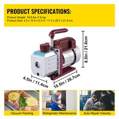 4.5 CFM Single-Stage Rotary Vacuum Pump HVAC/Auto AC 4.5CFM 1/3HP 1/4″ACME inlet