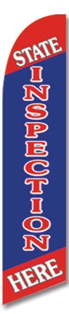 State Inspection Red Blue Swooper Flag Advertising Sign 2.5’ Wide Banner Only