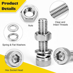 490Pcs M4 Screws,Nuts and Washers Assortment Kit, M4X6/8/10/12/16/20/25/30 Mm He
