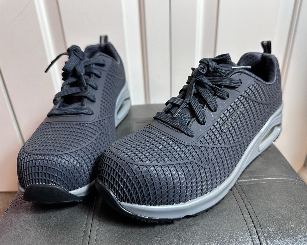 Womens Skechers UNO SR Work Gray 8.5 Composite Safety Toe Memory Foam Sneaker