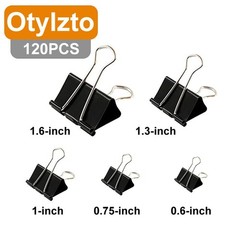 Otylzto 120Pcs Binder Clips Assorted Size, Office Clips with Clear Storage Co…