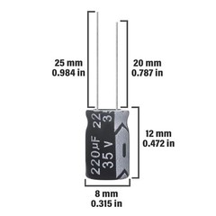 220uF 35V 8x12mm Electrolytic Capacitor 220 UF MFD 35 Volt 0.32×0.47in Alumin…