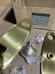 Baldwin 6573-060-DBLC Entry Trim Set Satin Brass/Brown Double Lock Cylinder NOS