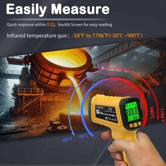 Infrared Temperature Gun -58°F to 1796°F, 50:1 Ratio, Laser IR Thermometer for C