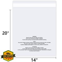 WEPOLY 14×20 Clear Poly Bags 500 Pack Suffocation Warning