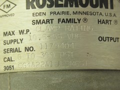 Rosemount 3051CG4A22A1JE5M6S1 HART Pressure Transmitter 0-300PSI PIC 1199 Seal