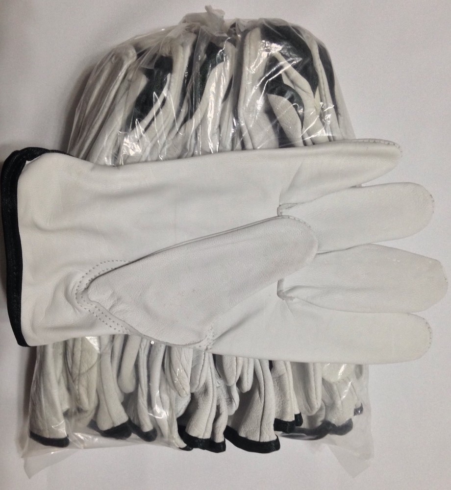 12 Pair Pack, Goat Skin Grain Leather Drivers, work safety gloves (PPE), Size L