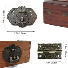 Jewelry Box Antique Lock Latch Hasp Hinges Handle Box Corner Protectors Kit f…