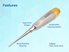 Straight Dental Root Extraction Elevators 3mm 4mm 5mm Set of 3 ARTMAN