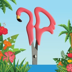 Flamingo Scissors – Pink Plastic Handled Animal Scissors with 4-Inch/10 cm Steel