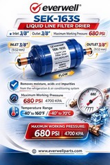 LIQUID LINE FILTER DRIER FOR CFC/HCF/HFC INLET 3/8″,OUTLET 3/8″ ODF, MWP:680PSI