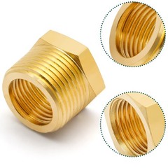Litoexpe 5Pcs Brass Reducer Hex 3/4″ NPT Male to 1/2″ Female, Gold
