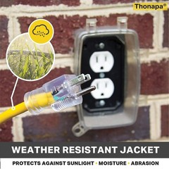 10 Ft Lighted Outdoor Extension Cord -3 Power Outlets-10/3 Yellow 10 Gauge Cable