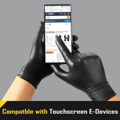 5 Mil Black Disposable Nitrile Gloves for Men, Heavy-Duty for Household Clean…