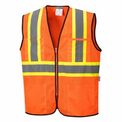 Portwest US381 Frisco Hi-Vis Contrast Reflective Safety Mesh Zipper Vest ANSI