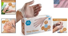 Disposable Clear Vinyl Gloves, Medium Pack of 100, Ideal for Cleaning and More