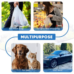 200 Plastic Grocery Bags 11.5×6.5×21 Durable 22lb Leakproof Shopping Totes