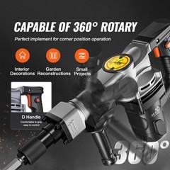 VEVOR Demolition Jack Hammer Concrete Breaker 1400W Hammer 2 Chisel Bit Black