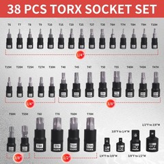 EGOFIX 38 pc Torx Bit Set S2 Alloy Steel | Star T6-T70 & Tamper Proof