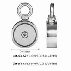 Fishing Magnet Kit Strong Neodymium 500 1000 LBS Pull Force + Rope + Carabiner