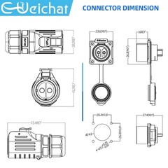 EW-LP24 2 Pin IP68 Industrial Waterproof Connector 30A 500V Aviation Plug Socket